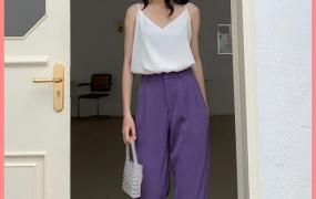 深紫色配什么颜色好看,深紫色扩腿裤应该怎么搭配？