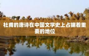 杜甫的唐诗在中国文学史上占据着重要的地位