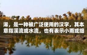 浠，是一种被广泛使用的汉字，其本意指溪流或水流，也有表示小雨或细雨的意思。