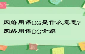 网络用语DG是什么意思? 网络用语DG介绍