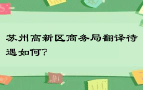 苏州高新区商务局翻译待遇如何？